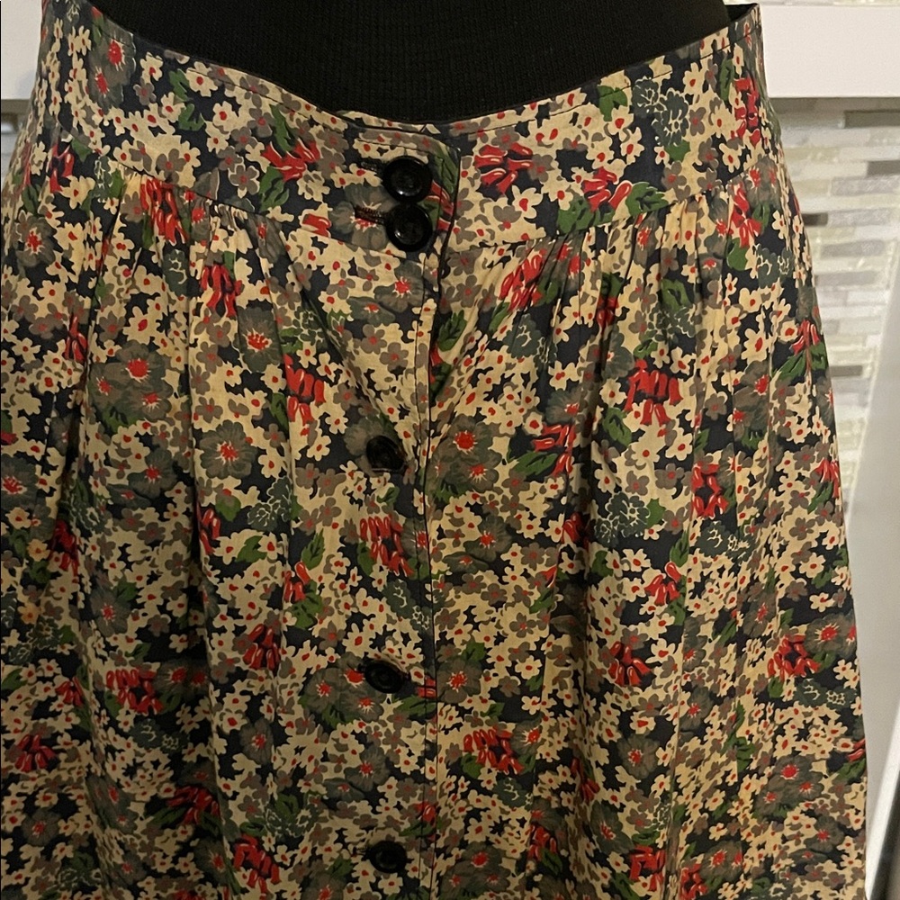 Vintage Jaeger Floral A-Line Midi 100% wool buttons & unbuttons on both size 16 - Picture 3 of 6